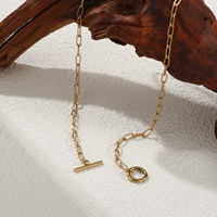 Minimalist Paperclip Link Chain Necklace 18K Real Gold Plated Stainless Steel With Toggle Clasp Unisex Jewelry Gift 45cm long