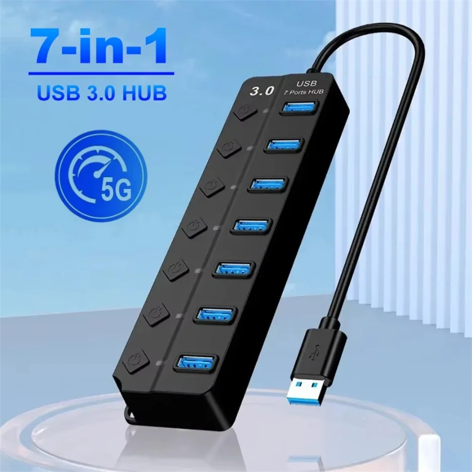 

Switch Extension Hub 4/7 port USB 3.0 Hub Computer USB Extension Hub One Drag Seven USB 2.0 Splitter PC Laptop Desktop Keyboard