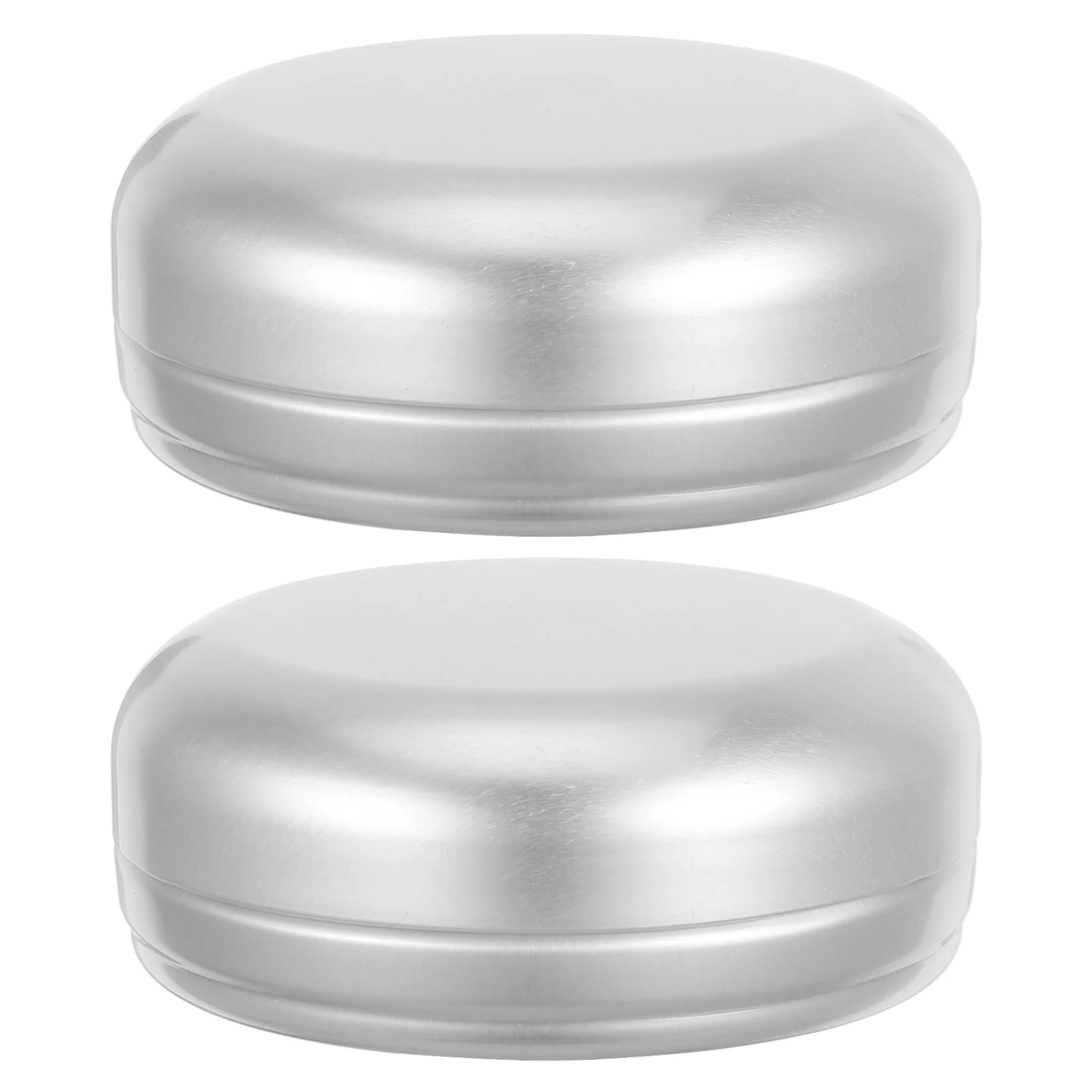 2 Pcs Metal with Cover Soap Box Travel Case Round Dish Draining Stand Aluminum Bathroom Container