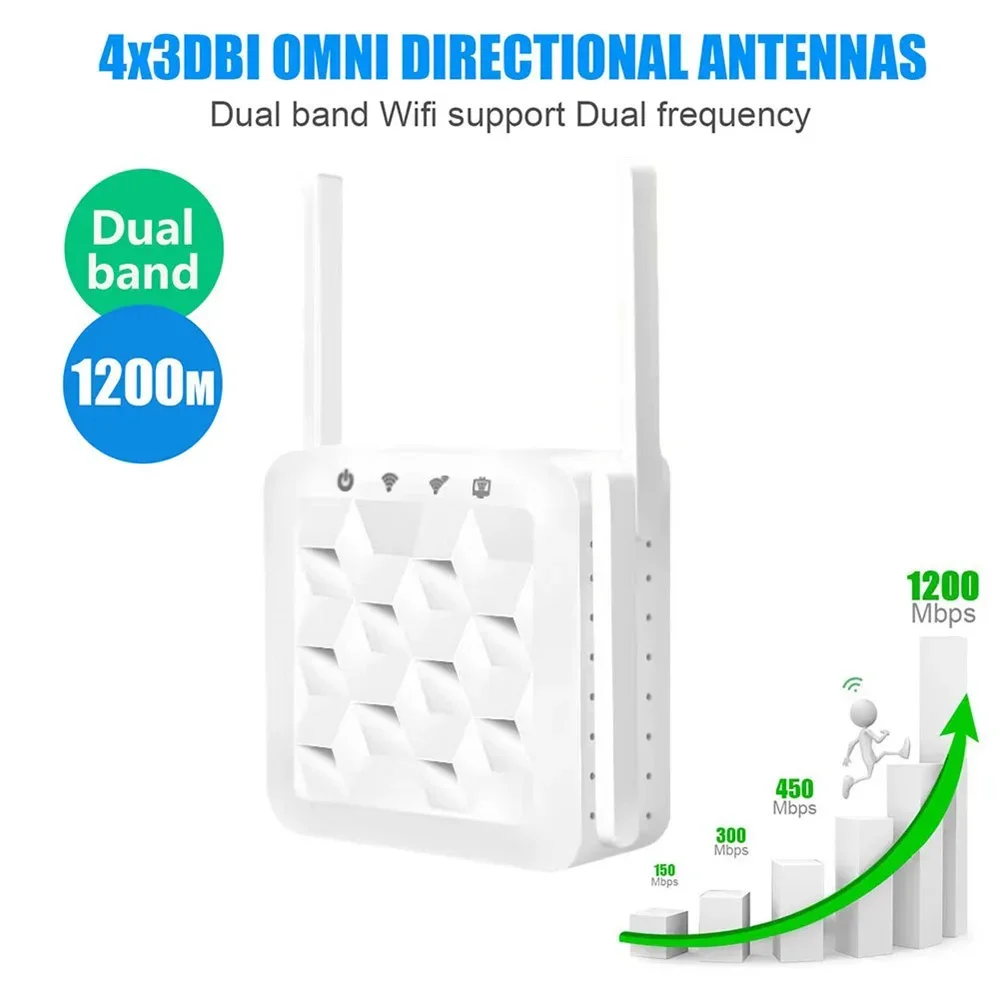 واي فاي مكرر 1200Mbps ثنائي النطاق مكبر للصوت اللاسلكي 2.4G 5 جيجا هرتز شبكة طويلة المدى إشارة الداعم للمنزل مكتب واي فاي مكرر