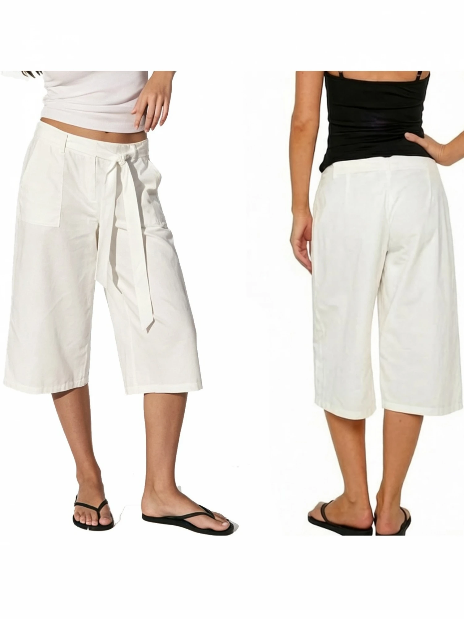 Leg Mid Waist Wide Leg S Summer Women Summer Capri Pants Leg Women-S Solid Color Wide Lightweight Women S Summer