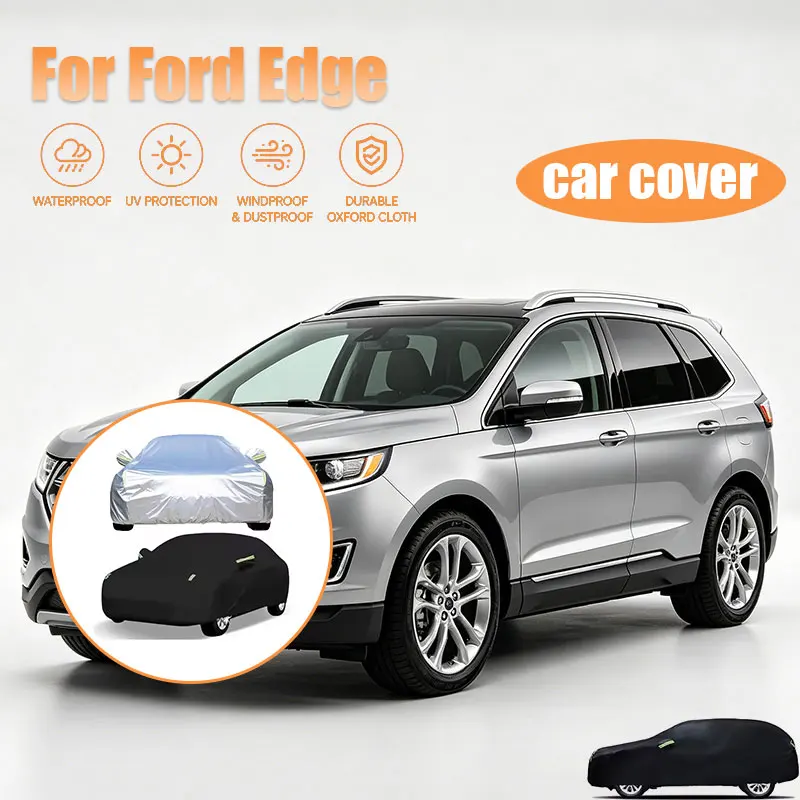 Housse de voiture complète pour Ford Edge avec bandes réfléchissantes - Housse extérieure imperméable, résistante à la neige, à la poussière et aux UV, pour toutes les conditions météorologiques