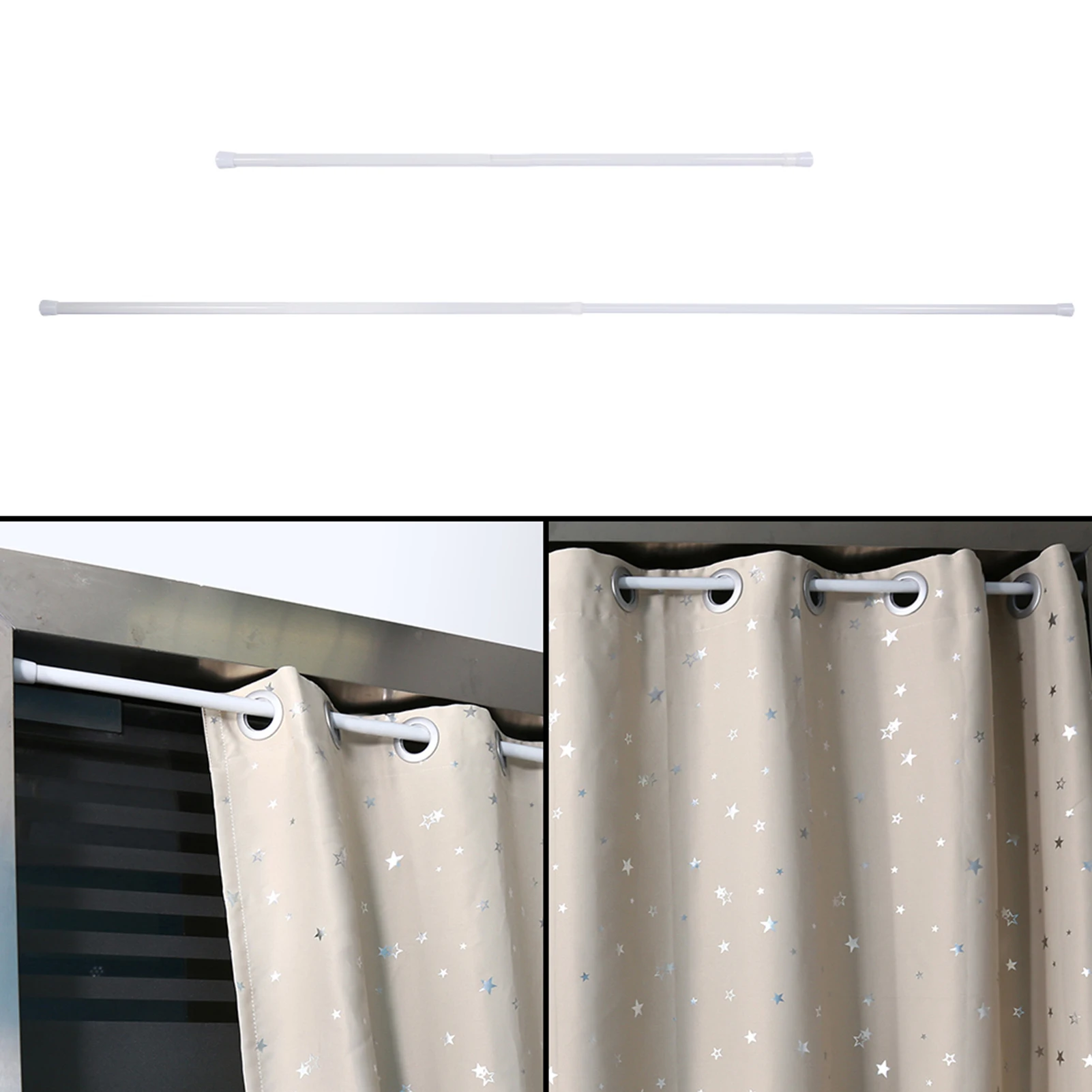 Extendable Spring Telescopic Shower Bathroom Window Curtain Rail Loaded Pole Rod 105‑190cm