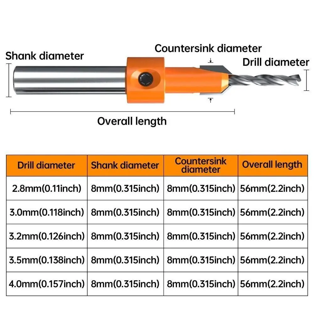 New 8/10MM Wood Drilling HSS Woodworking Tools Counter Sink Drill Bit Professional Counter Sink Router Bit