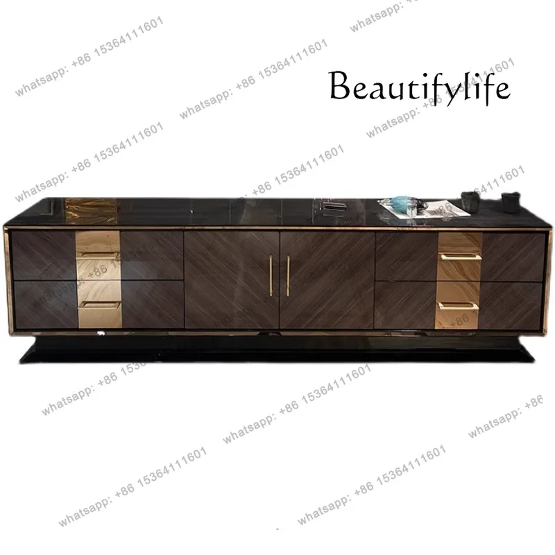 

Italian light luxury high-end TV cabinet modern simple living room household small apartment solid wood floor TV cabinet