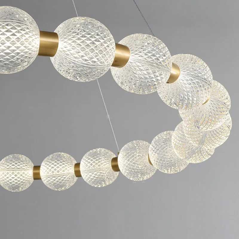 Imagem -06 - Colar de Pérolas Nórdicas Lâmpada Pingente Anel Moderno Bola de Vidro Lâmpada Suspensa para Sala de Estar Quarto Casa Luxo Cobre Led Lâmpada Redonda