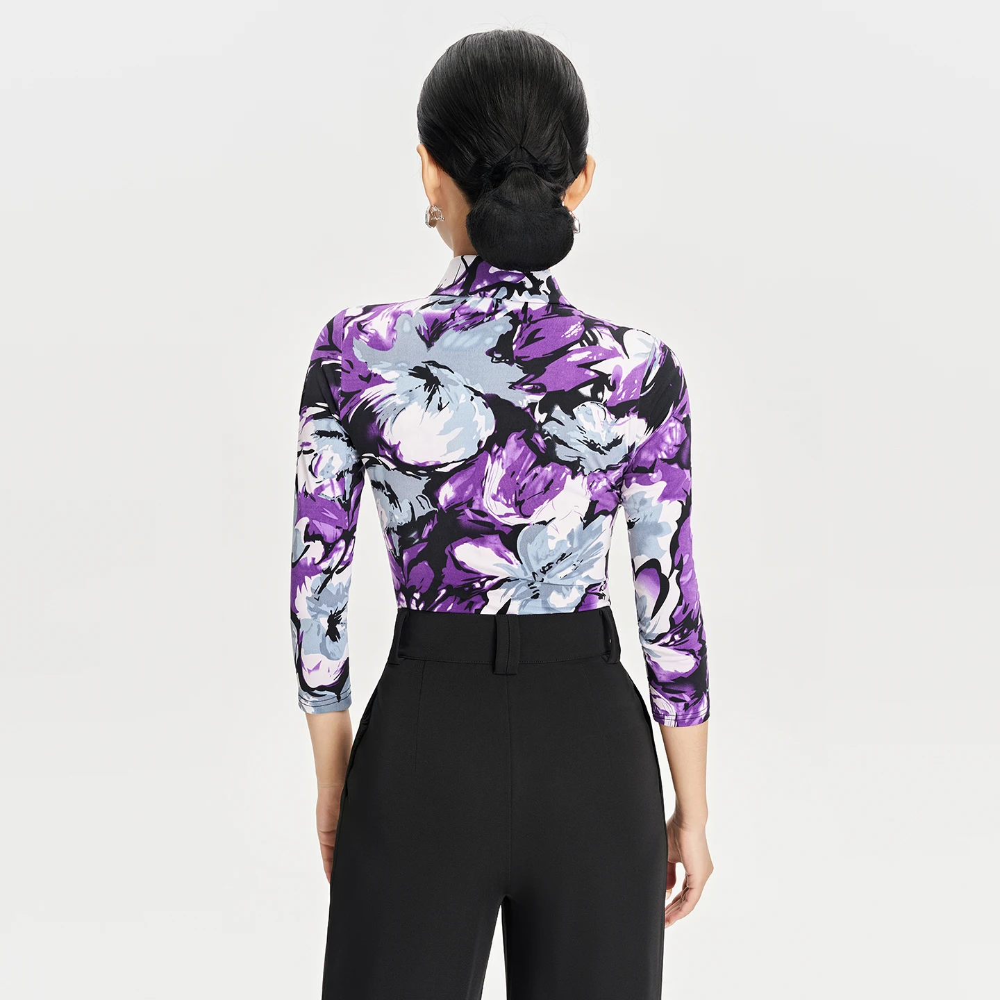 Topy do tańca latynoamerykańskiego dla kobiet z długim rękawem, koszula z kwiatowym wzorem, body, odzież do ćwiczeń tańca latynoamerykańskiego, kostiumy do tańca towarzyskiego DN22369 (2025)