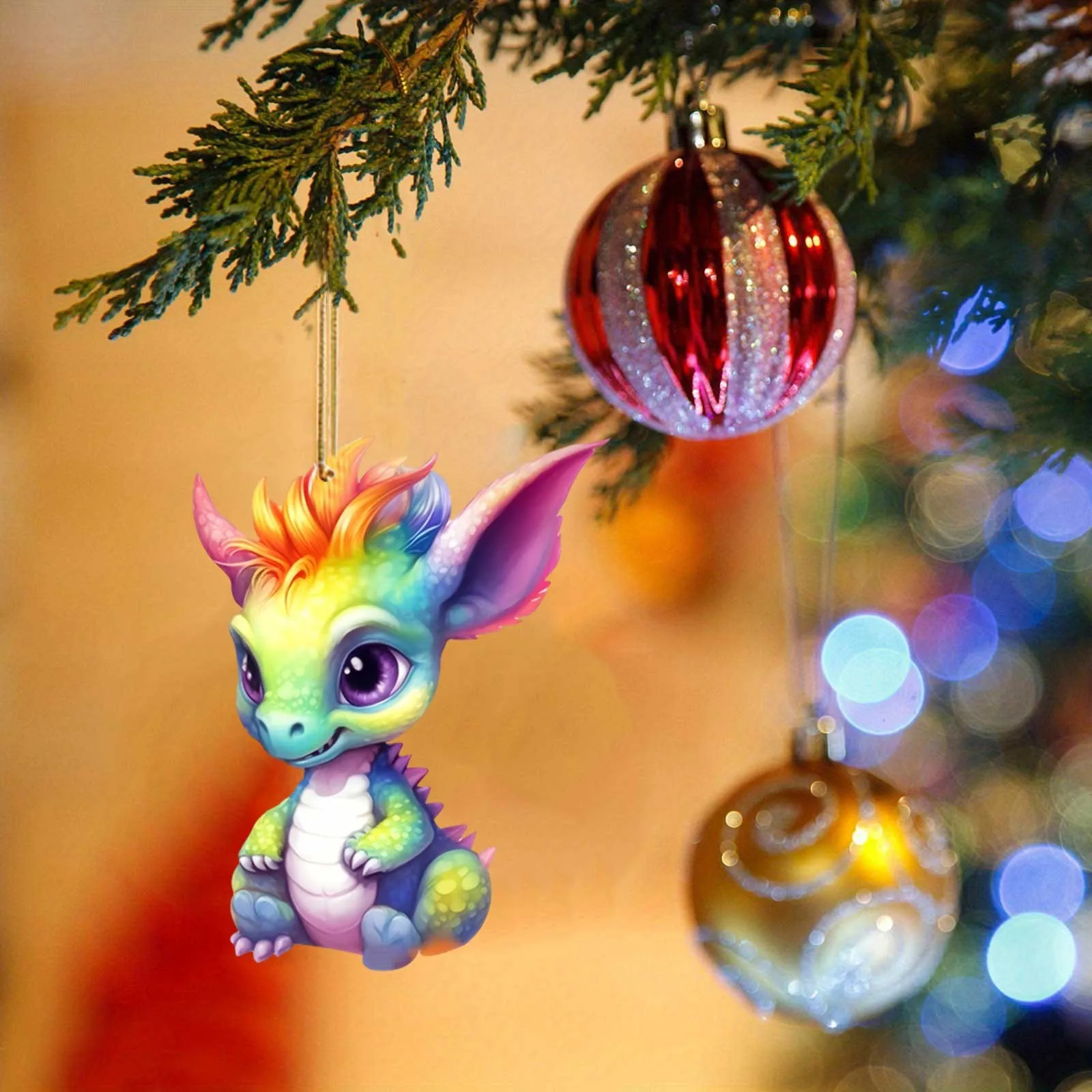 Cute Flying Dragon Baby Christmas Ornament Unique Shape Tree Hanging Ornament For 2024 Party Christmas Home Decor Gifts Toys