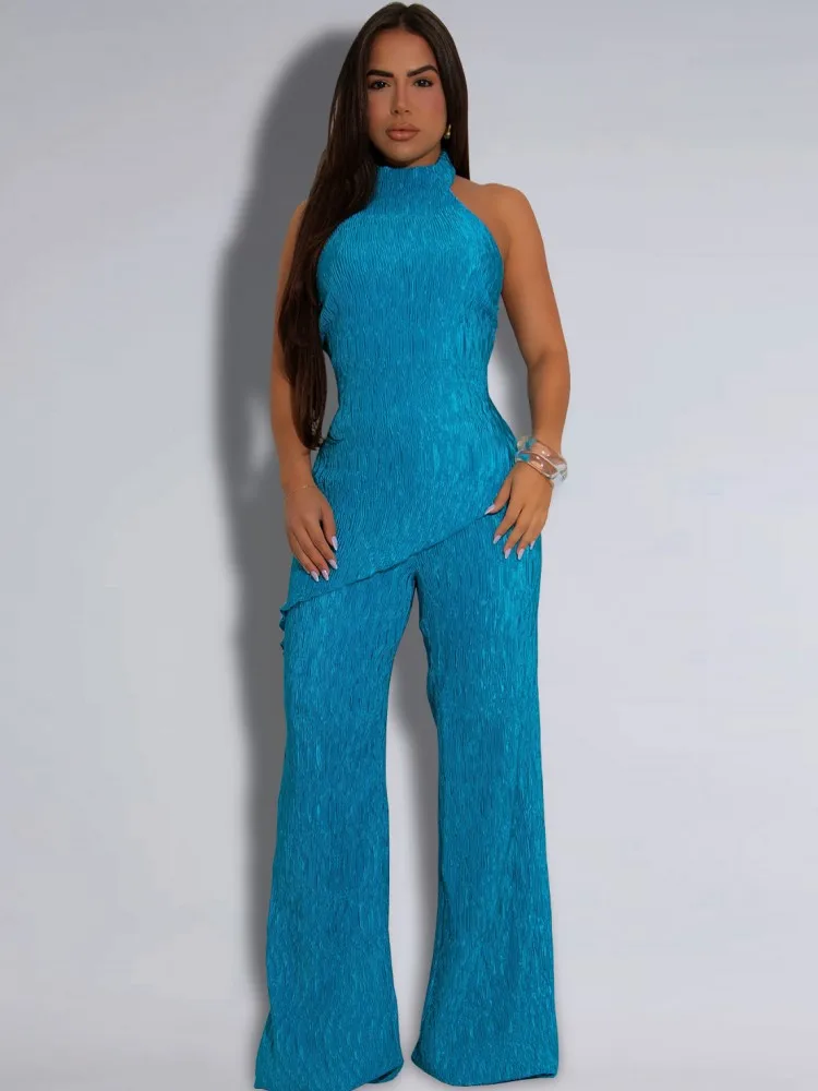 

2 Piece Women Sets 2025 New Arrival Summer Autumn Matching Sets Two Pieces Sets Top And Wide Leg Pants Suits Outfits Clothing
