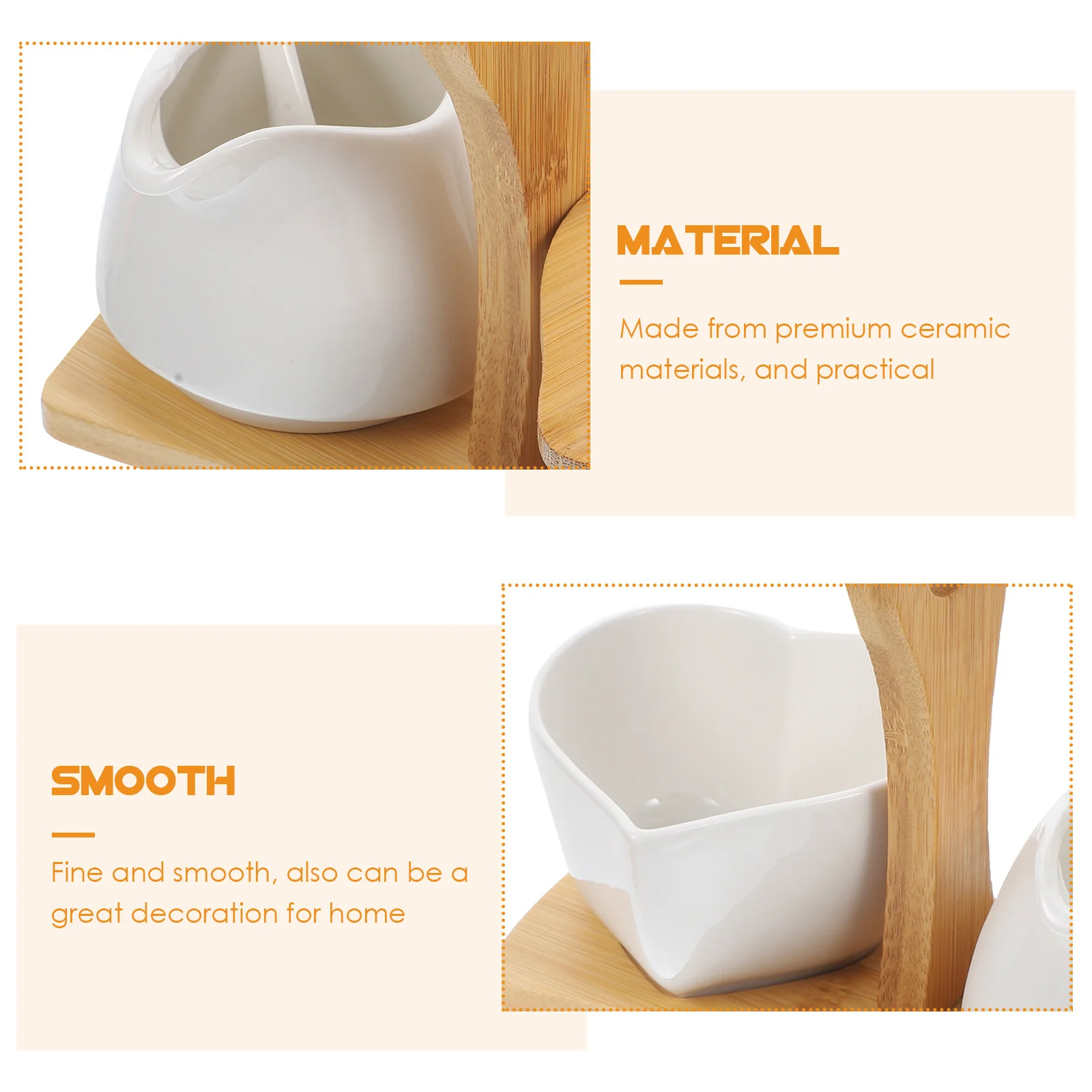

Creamer Set With Bamboo Tray Spoon For Home Kitchen Decor, Sugar Bowl Sugar Bowl With Spoon Pitcher Combo
