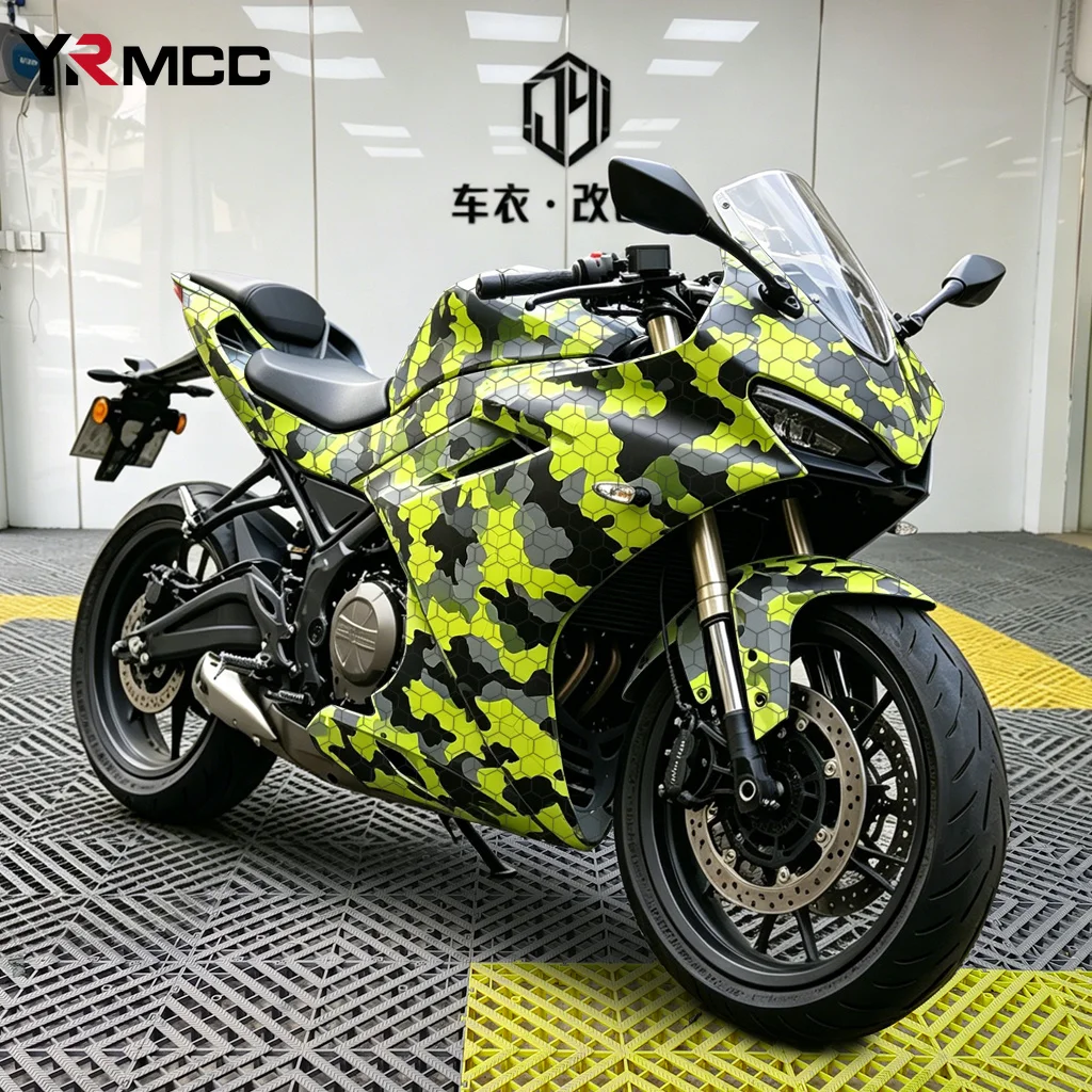 Honeycomb Sticker for Car Exterior Body Vinyl Wrap Auto for Motorcycle Waterproof Paint Vinyl Wrap Camo Yellow Car Accessories