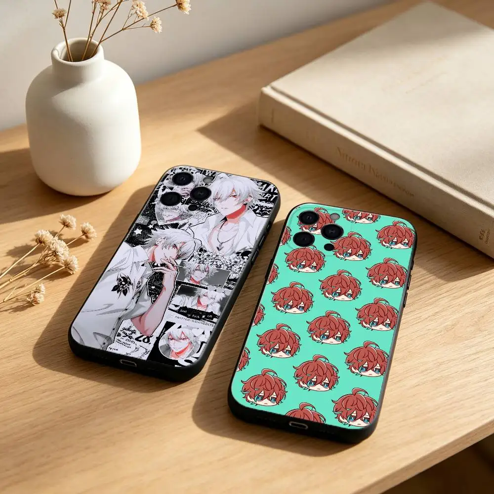 Funda de Silicona Negra Suave H-Hypnosis Mic para iPhone 17, 16, 15, 14, 13, 12, 11 Plus, Pro, Max, Mini
