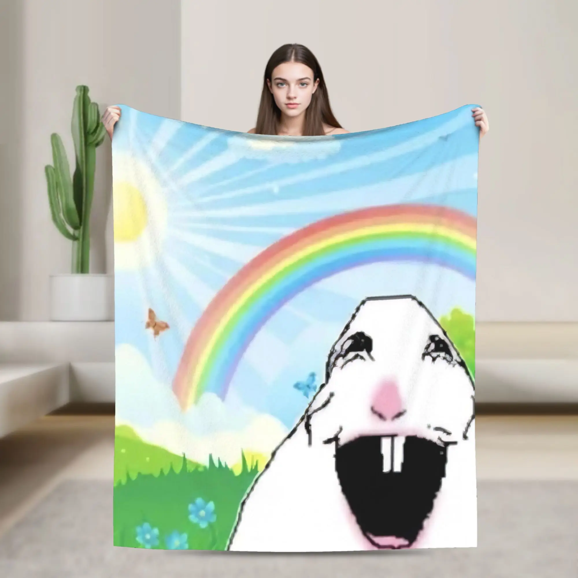 Comfort Hamster Caveman Blanket Merch Sofa Decorative  Blanket Throw Warm Flannel for Car