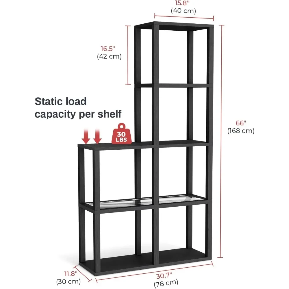 Display Shelf with LED Light Standing Floor Lamp with Glass Storage Shelves for Collectibles,5 Tier Tall Corner Shelf Open Curio