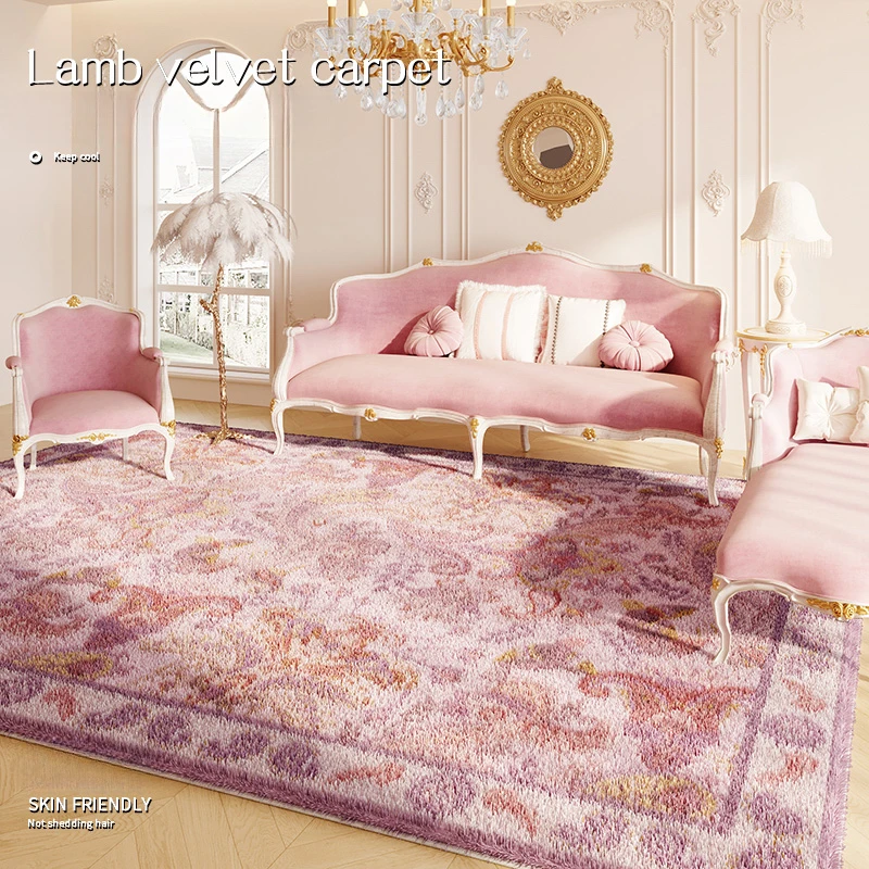 Pink American Fluffy Soft Carpet Light Luxury Villa Living Room Bedroom Large Area Carpets Plush Retro Waterproof Rug 러그  коврик