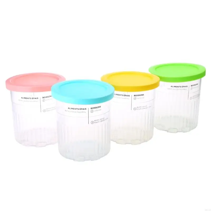 

96GF 4Pcs/set Plastic Ice Cream Cans Replaces Cream Storage Ice Cream Pints Cup Fit For NC500 NC501 Ninja- Creami