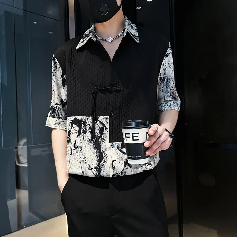 2024 Summer New Polo Shirt Set Men's New Trendy National Style Short Sleeve Shorts Fashion Two-piece Suit Shirts for Men Tee