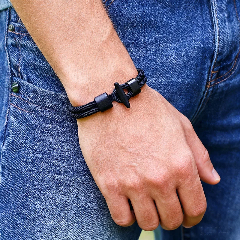 

Classic Bilayer Easy Hook Men Bracelet Apparel Accessories Milan Handwoven Thread Braslet Christmas Festival Luck Homme Joias