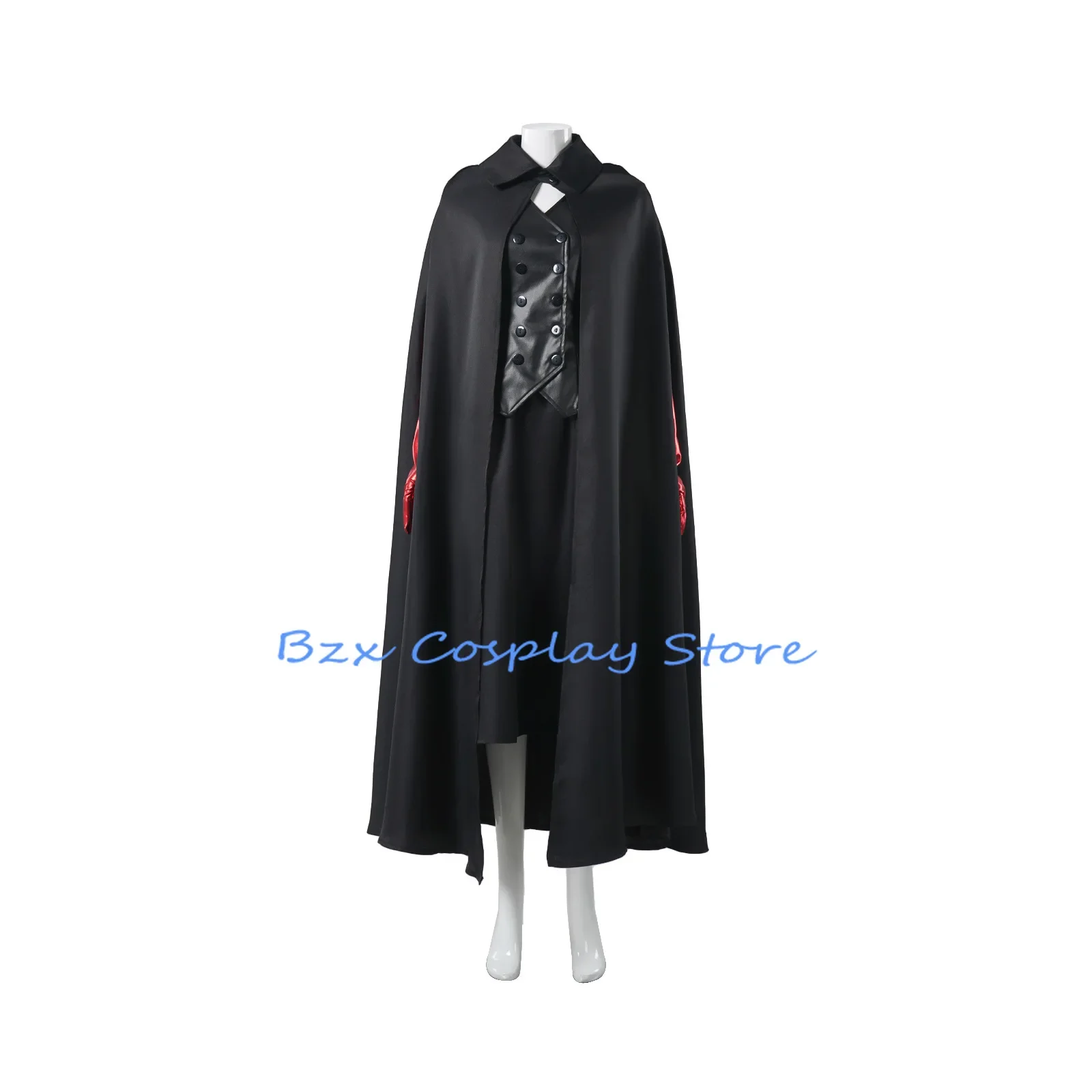 Lydia Cosplay Anime Beetle 2 Adam Betelgeuse Cosplay Gothic Black Dress Vest Cloak Set Halloween Carnival Party Outfit for Woman