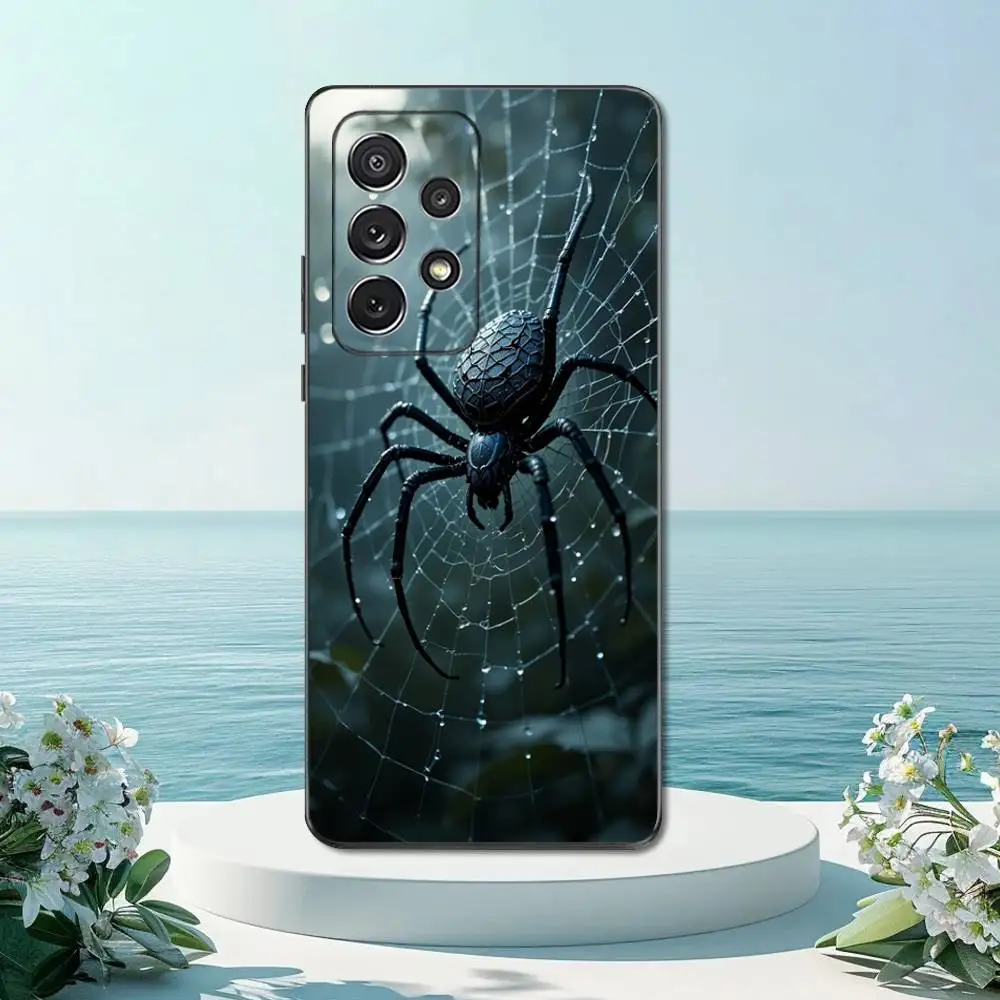 حافظة هاتف Danger Art Black Widow Spider لهاتف سامسونج S22، S21، S20، S10، S9، S25، S24، S23، Ultra، FE، Plus، Lite، غطاء أسود من السيليكون الناعم #4