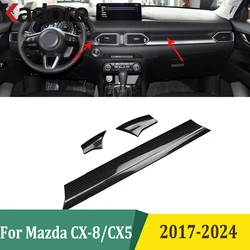 For Mazda CX-5 CX5 KF CX8 CX-8 2017-2022 2023 2024 Carbon Fiber Center Control Strip Cover Dashboard Trim Interior Accessories