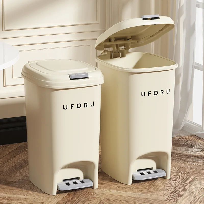 Kitchen trash can household high-end covered foot-operated bathroom living room kitchen waste light luxury trash can