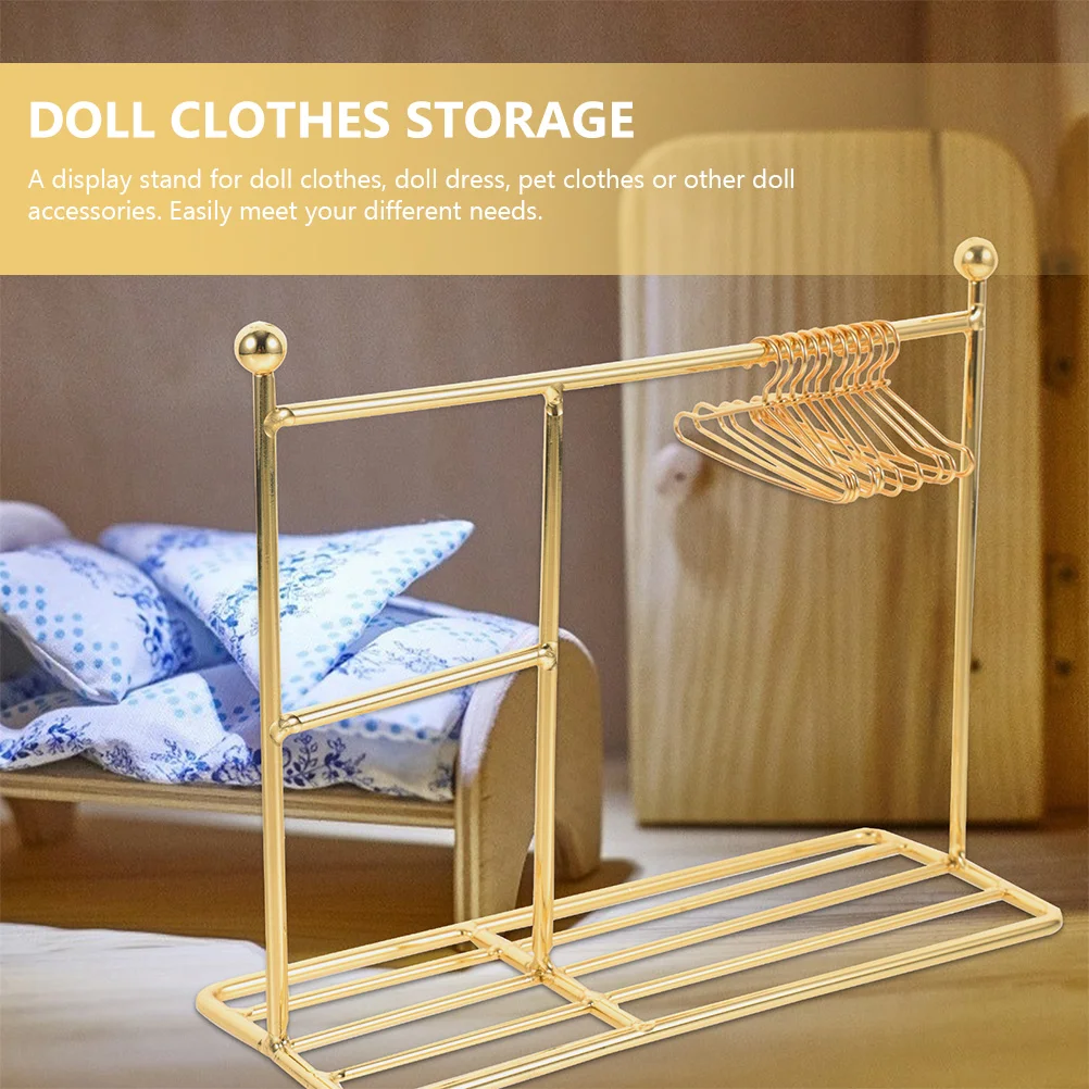 Clothes Hanging Rack Storage Display Stand Garment Furniture Pet Golden Dress Holder