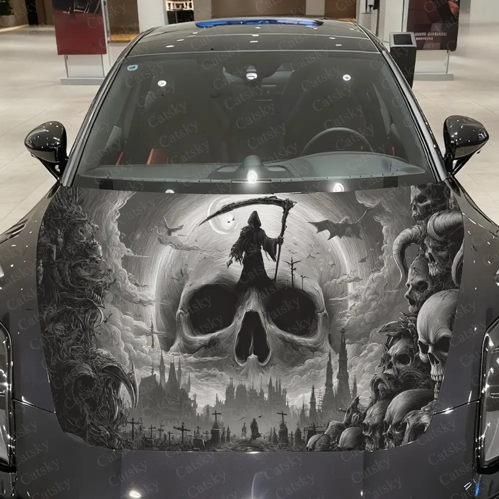 Vinilo para Automóvil Ethereal Bone City & Dark Messenger, Adhesivo para Capó de Automóvil de PVC Impermeable, Adhesivos Autoadhesivos Resistentes a los Arañazos