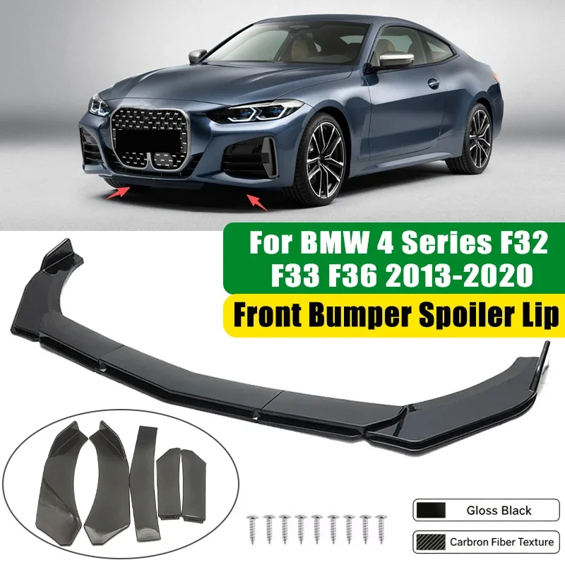 For BMW 4 Series F32 F33 F36 2013-2020 5Pcs ABS Car Front Bumper Lip Spoiler Splitter Body Kit Canard Tuning Accessories