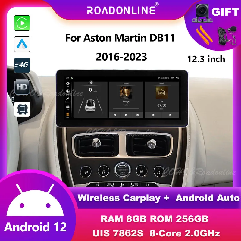 Android audio For Aston Martin DB11 2016-2023 Android 12 12.3inch 8+256 Car Multimedia Player car intelligent systems