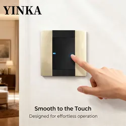 YINKA Plastic Panel Home Self-resetting Wall Light Switch Two-color Splicing 1 2 3 4 Gang /1 2 Way LED Indicator 220v 86mm*86mm