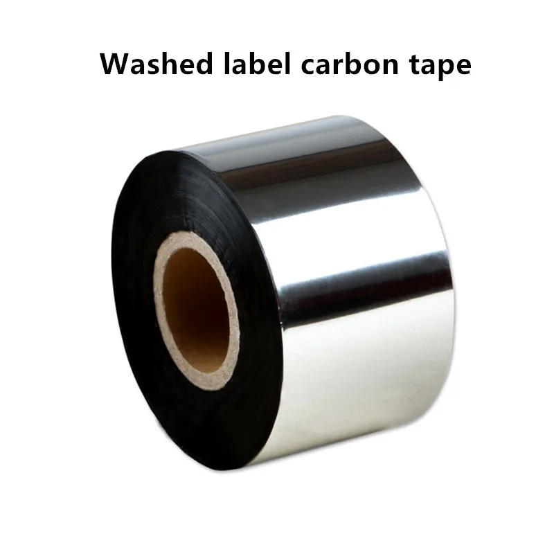 Washed label carbon tape with high temperature resistance and color retention for clothing fabric labels