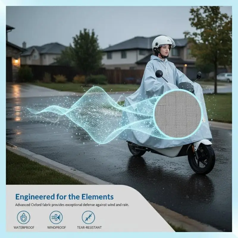 Large Size Waterproof Motorcycle Raincoat Poncho Windproof Electric Bike Rain Cape With Clear Face Shield Full Coverage Rainwear