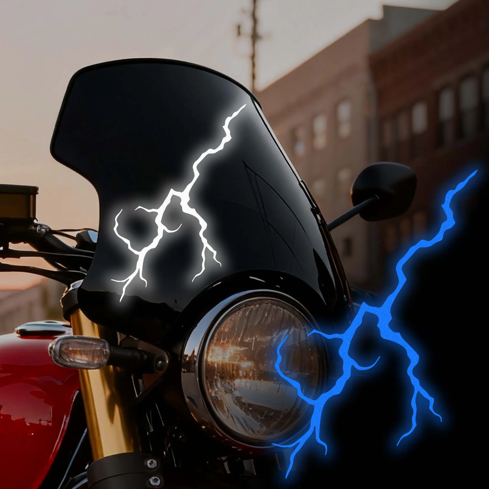 Coole Reflektierende Blitz-Vinyl-Aufkleber, Wasserfeste Langlebige Sticker, Universelles Modifiziertes Zubehör für Motorräder und Roller