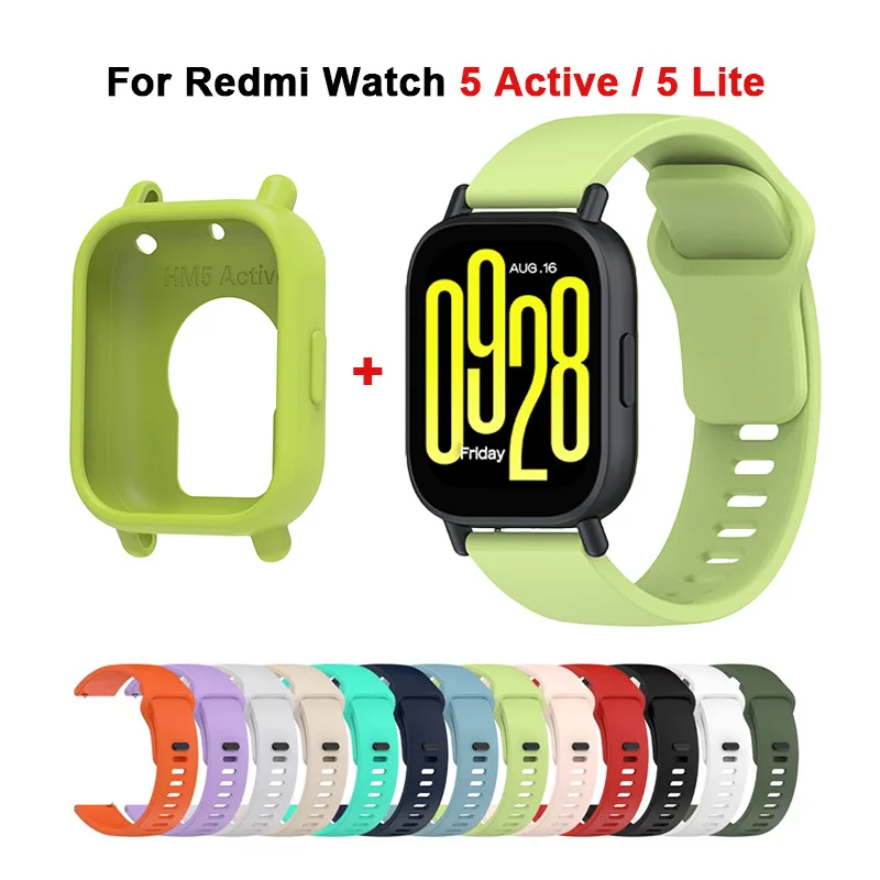 【セール中】ケース + ストラップ Redmi 時計 5 アクティブソフトシリコンカバー時計装飾中空保護ケース Redmi 時計 5 Lite バンド
