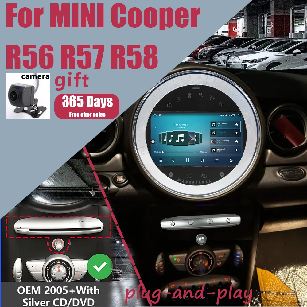 Car Radio Android 13 Carplay for MINI Cooper R56 R57 R58 S Clubman Clubvan Coupe Qualcomm GPS Multimedia WiFi CHSTEK Navigator