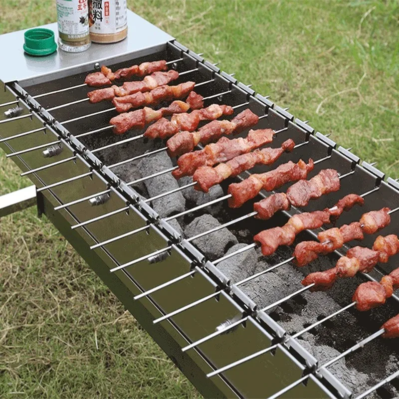 Automatic flip barbecue grill Self-service commercial gas electric heating rotary skewer machine charcoal bamboo sticks