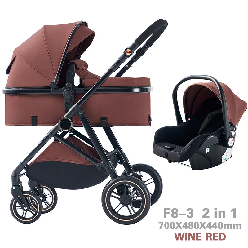 

Two-way high landscape four-wheel baby stroller can sit and lie down foldable two-way lightweight newborn three-in-one stroller