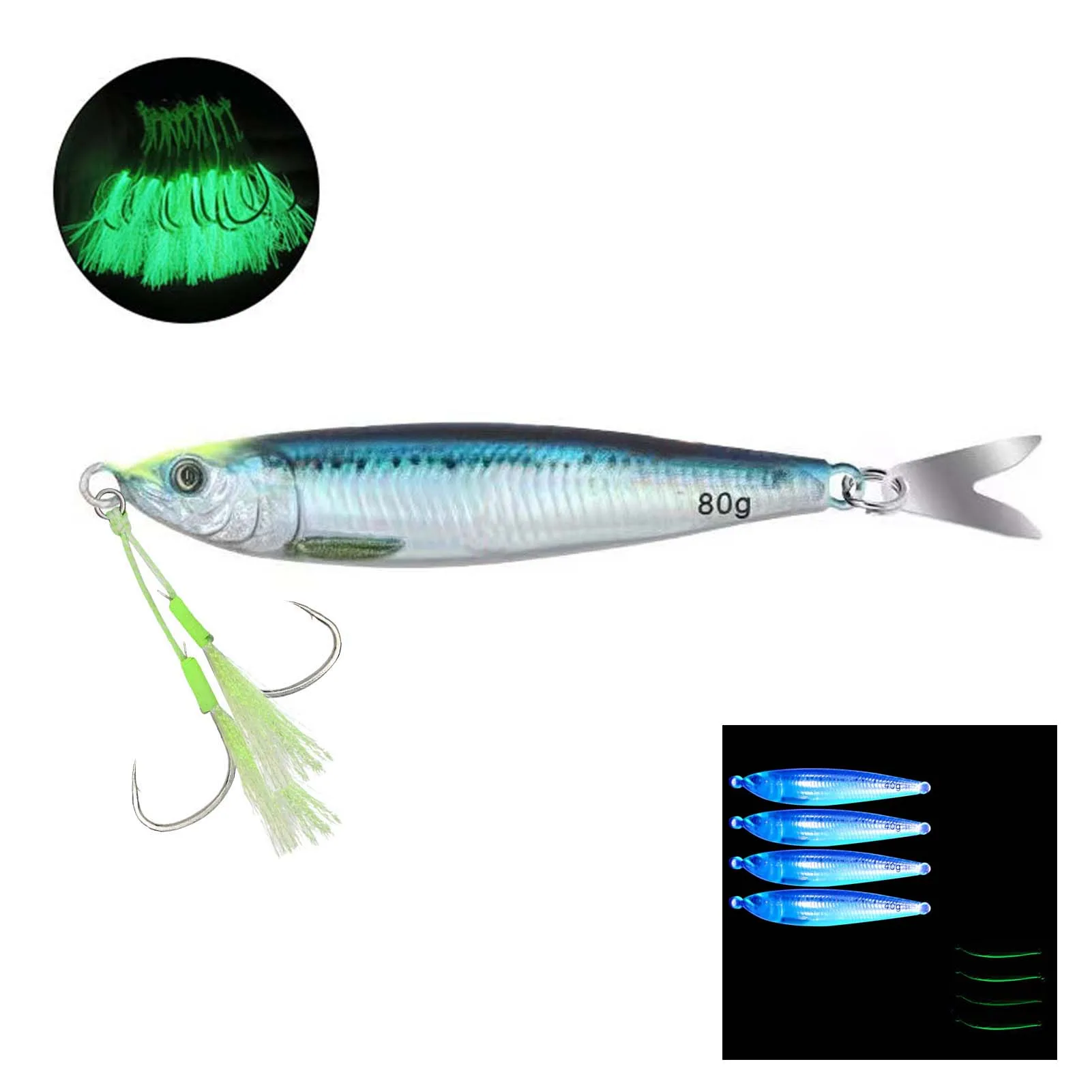 L'esca da pesca luminosa con piastra di ferro attira rapidamente i pesci con una vernice accattivante adatta per i pesci rossi della trota dei bassi