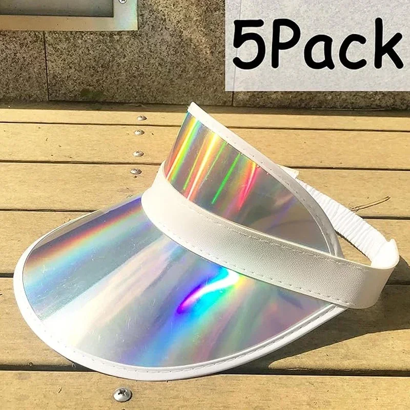 Bling Visors Clear Hat for Women Men Sun Cap for Men UV Protection Reflective Sport Transparent Hats Visor Party Hat 5 Pack