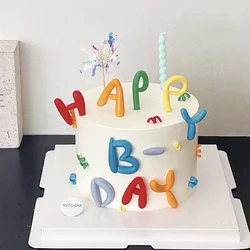 Ins Style Colorful Happy Birthday Letter Soft Gum Cake Decoration Candy Color Cake Topper Children's Party Supplies Gifts