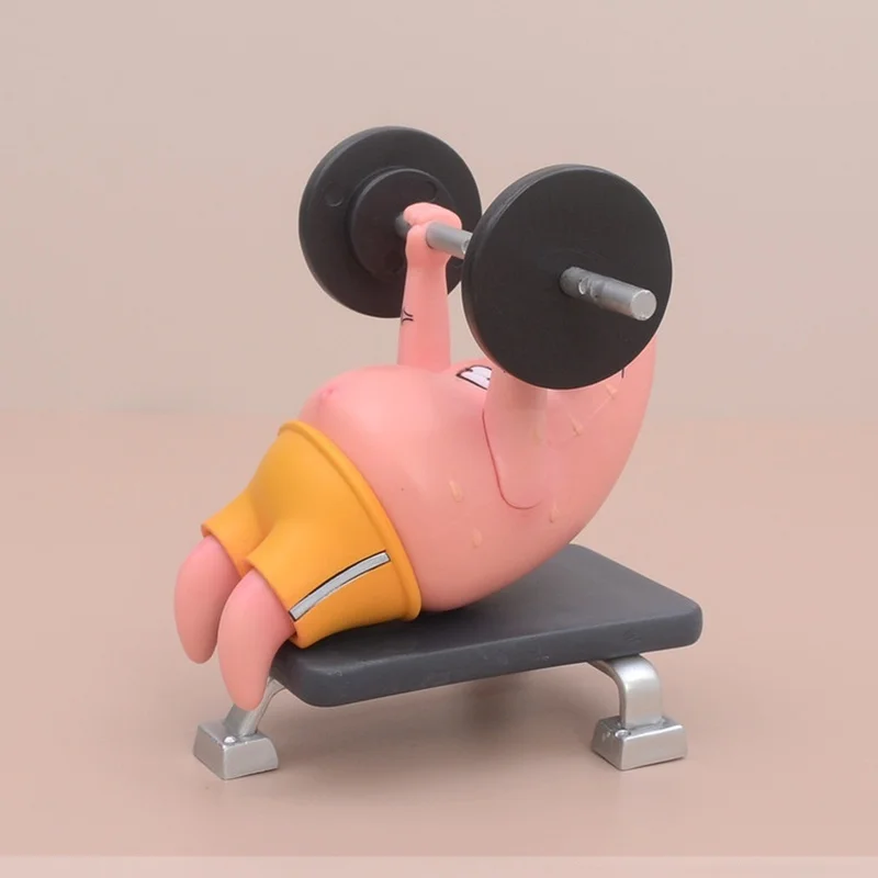 Self Patrick Star Lying Flat Exercising Weightlifting Muscle Box Gk Model Pvc Doll Figurine Children'S Toy Gift Anime Peripheral