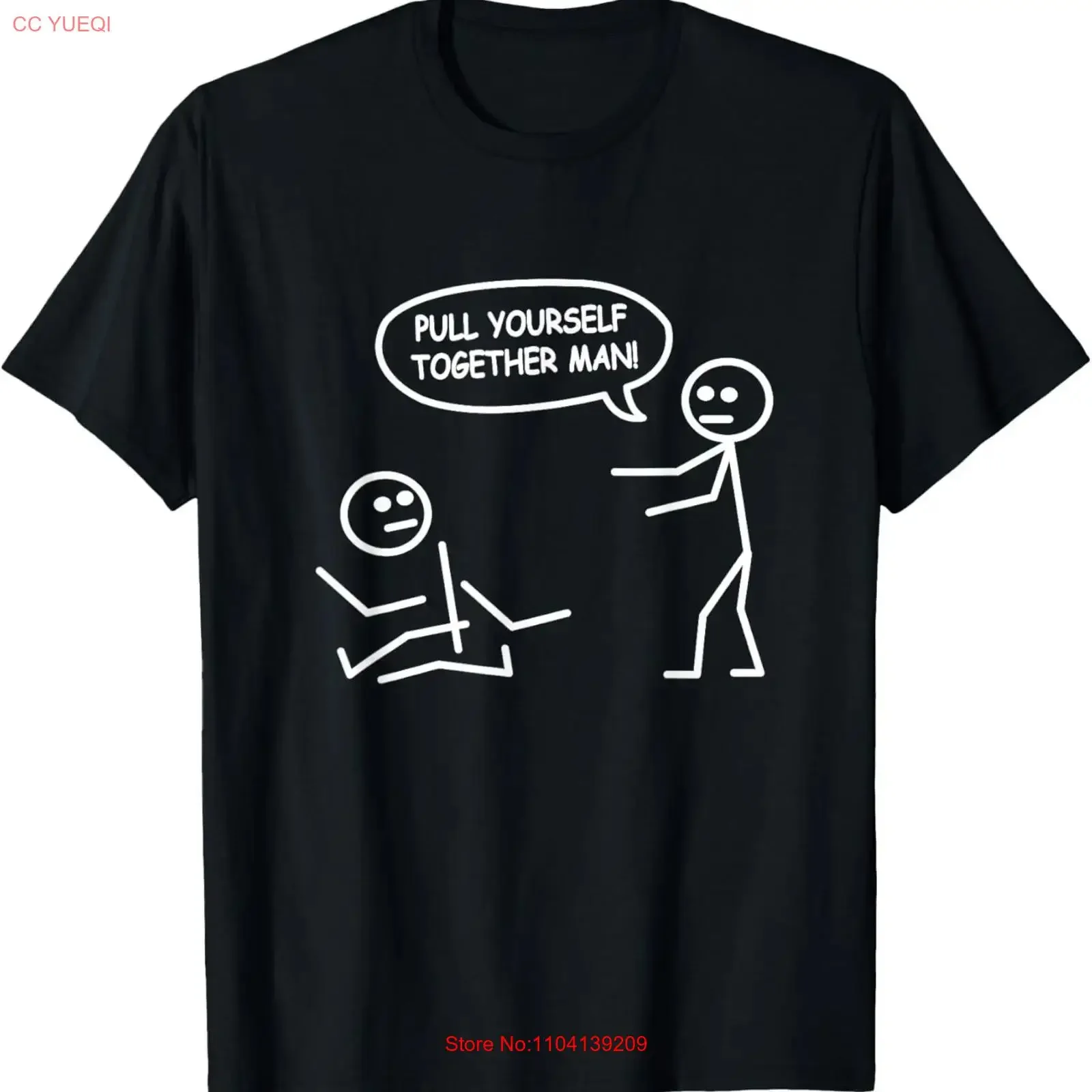 Funny Stick Figure Joke Pull Yourself Together Man T Shirt vintage Washed Stylish Slightly Comfortable fashion Versatile