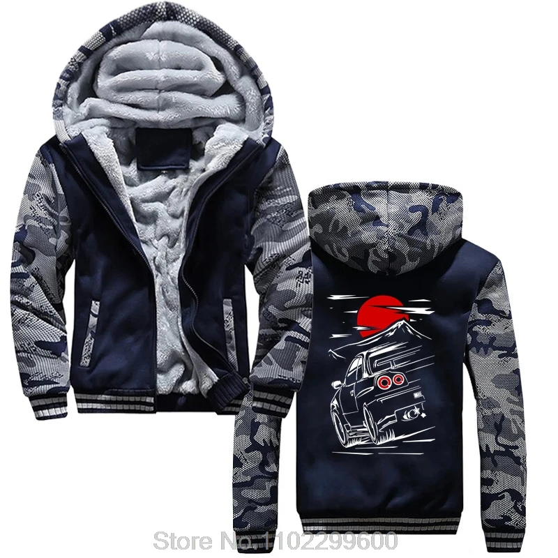 JDM Car Hoodie Printing Men Black Hoody Cotton Jacket Zip Up Hoodies Hip Hop Harajuku Streetwear Funny Print Winter Coats