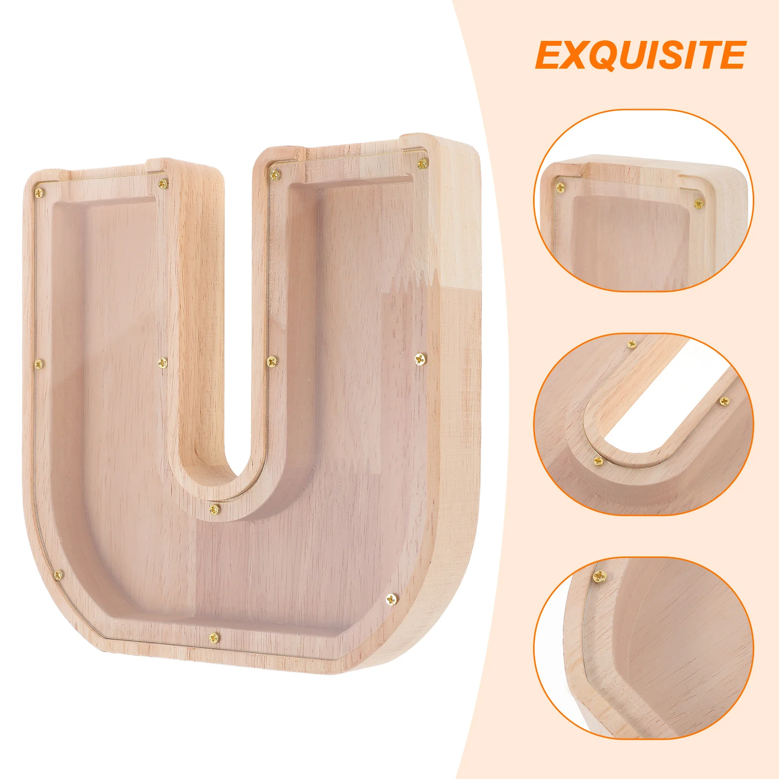 

Letter Shaped Wooden Piggy Bank Sturdy Money Jar for Children's Savings Room Desktop Decoration Bank Box