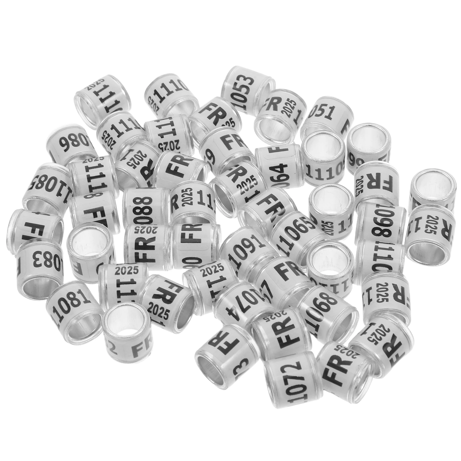 

50 Pcs Racing Pigeon Anklet Aluminum Alloy Bird Ring White Chicken Identification Band Pigeon Accessories Adjustable Leg Bands