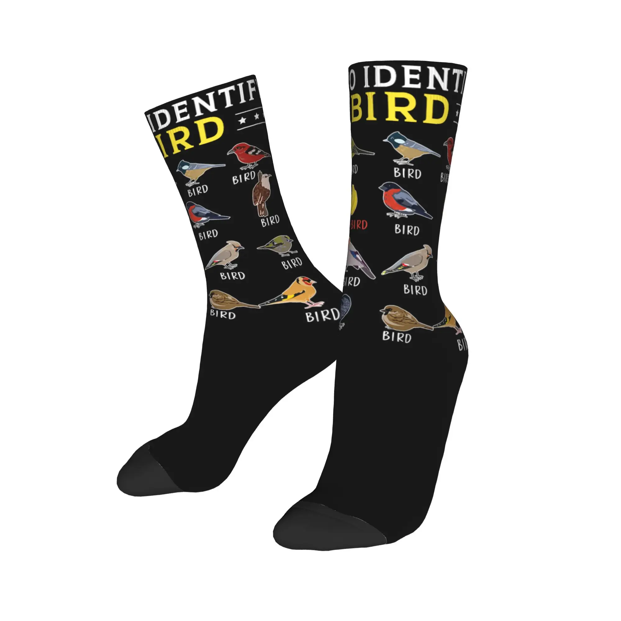 Funny How to Identify Birds Birding Bird Watcher Skateboard Socks  Polyester Middle Tube Socks for Women Men Non-slip