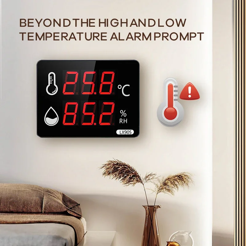 Wall-Mounted Digital LED Thermometer Hygrometer With  Humidity Sensor  Outdoor Temperater Meter For Home