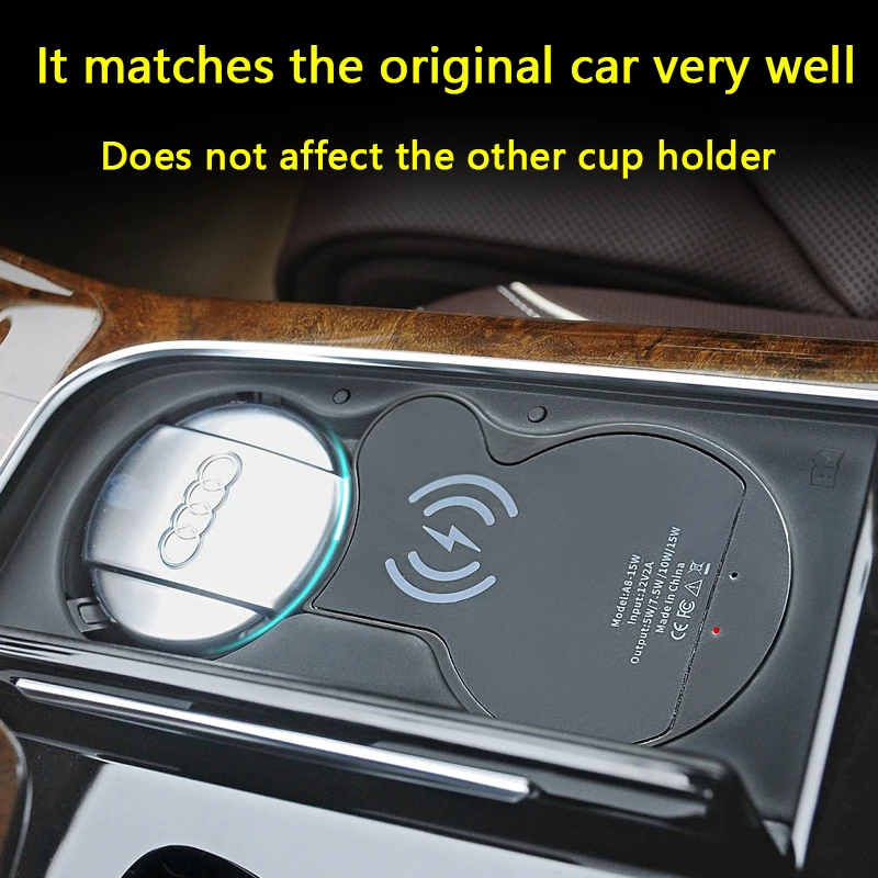 Wireless Charger for Audi A8 Cigarette Lighter Car Charger 15W Car Mobile Phone QI Fast Charging