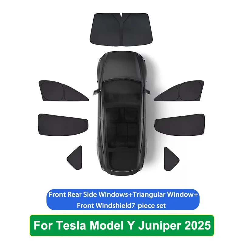 Für Tesla Model Y Juniper 2025 2026 Sonnenschutz für Vorder- und Heckscheibe, Seitenfenster-Sonnenschutz, Windschutzscheiben-Sonnenschutz, Outdoor-Camping-Zubehör